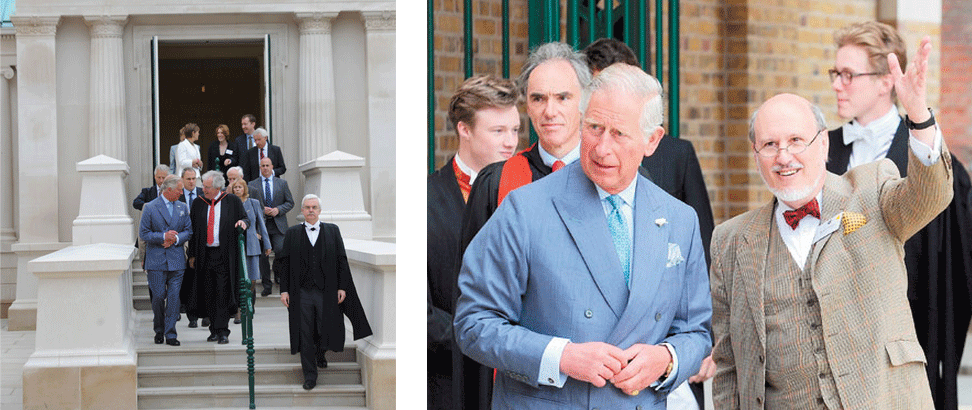 HRH The Prince of Wales takes a tour of the new building with John Simpson
