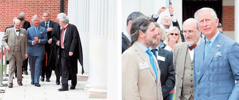 HRH The Prince of Wales takes a tour of the new building with John Simpson