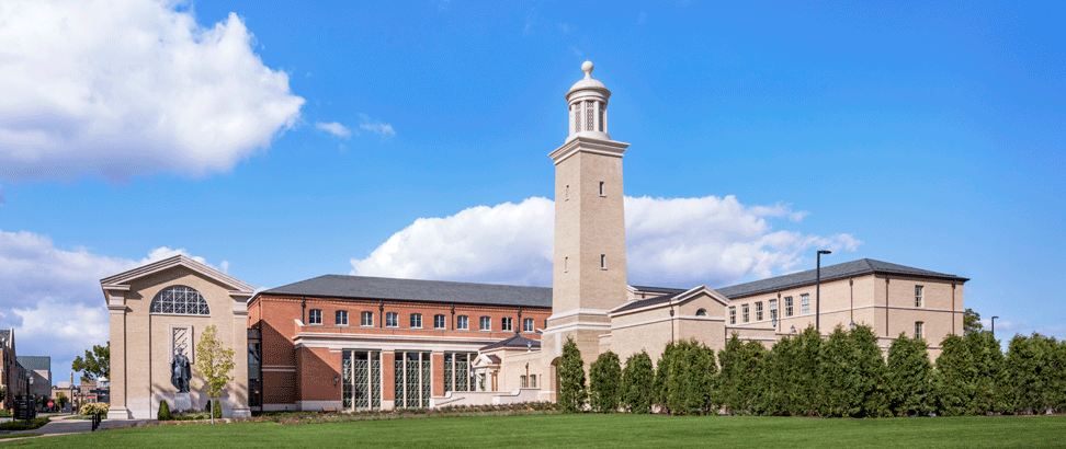 View from Irish Green, Walsh Family Hall of Architecture, Photography: © Peter Aaron / OTTO